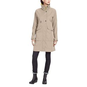 nau Reverb Trench Jacket Funnel Neck Women's S Beige rain Hooded mock neck